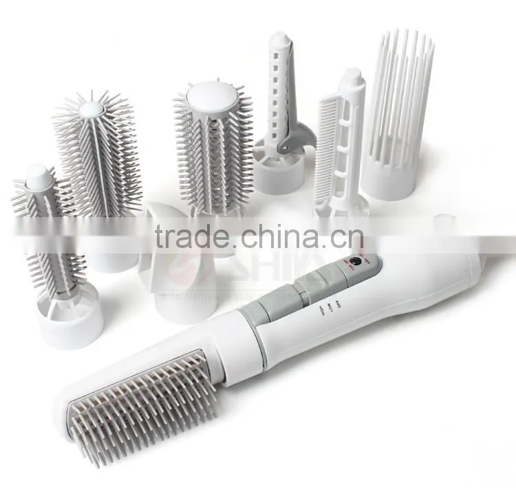 8 in 1 Electric Hot Air Hair Brush hair dryer Curler Roller straightener Styling KM