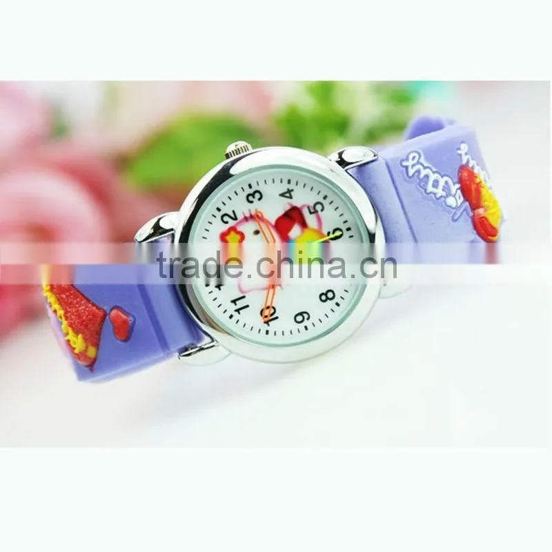Adorable child's timepieces, hello kitty face girl's watch, popular vogue 3D silicone strap kid's watch