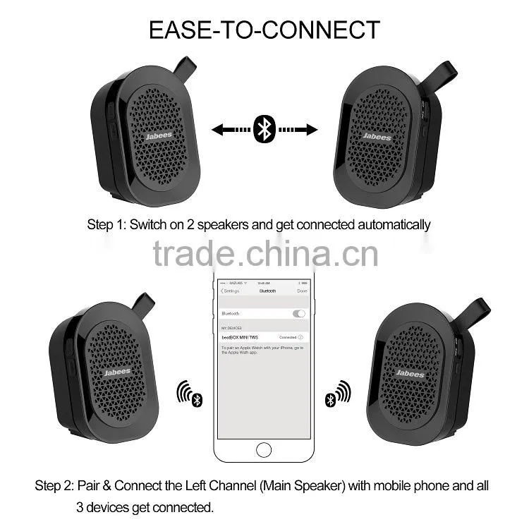 Jabees New Arrival Stereo True Wireless rohs mini promotional gift bluetooth speaker