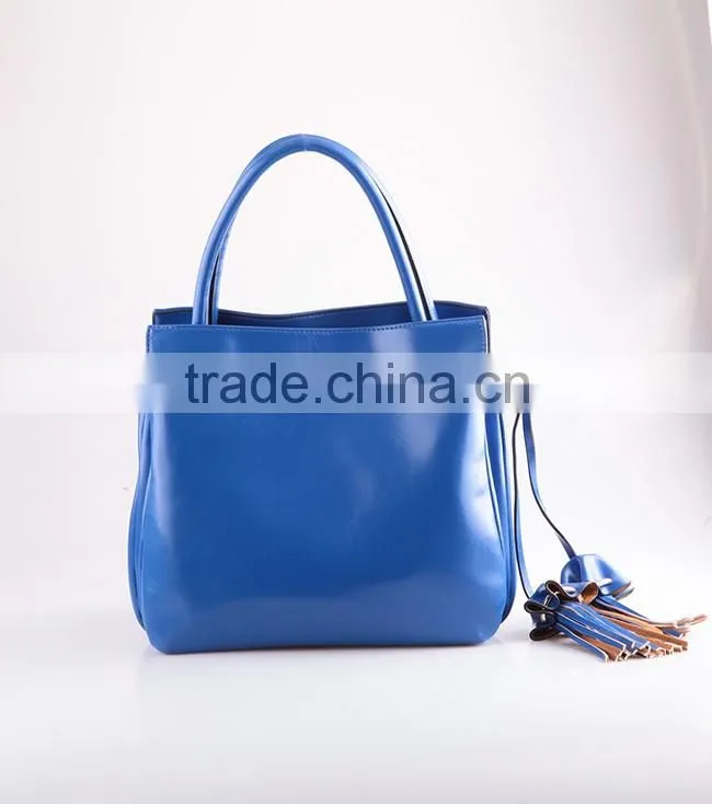 4083 Trendy Design Blue Plain Texture PU Three Compartment Combined Fashionable Ladies Latest Handbag