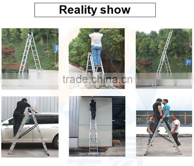 YK Sell well strong folding lightweight aluminum extension 2 layers ladder with EN131