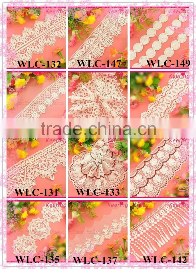 handmade fashion white pearl beaded lace trimmings for dresses WTP-1335