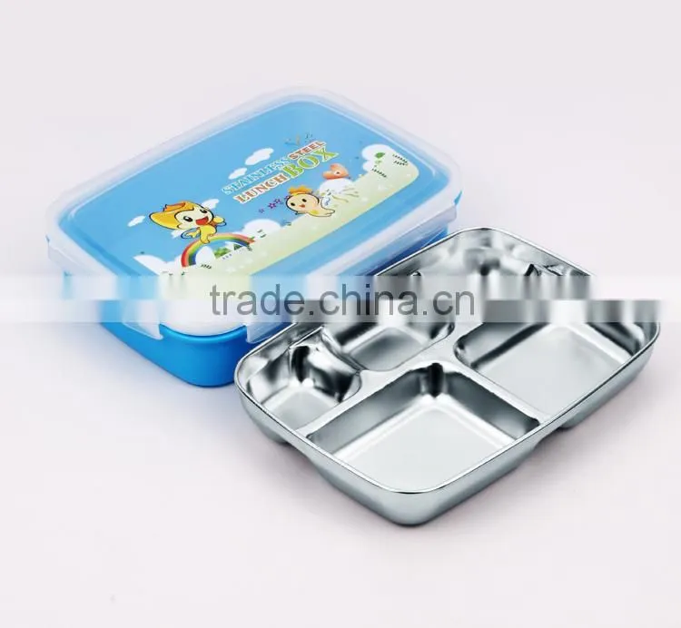 take away stainless steel metal body covered with PP plastic food storage container set