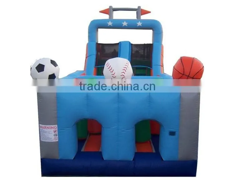 sports theme obstacle course race game with double lane slides
