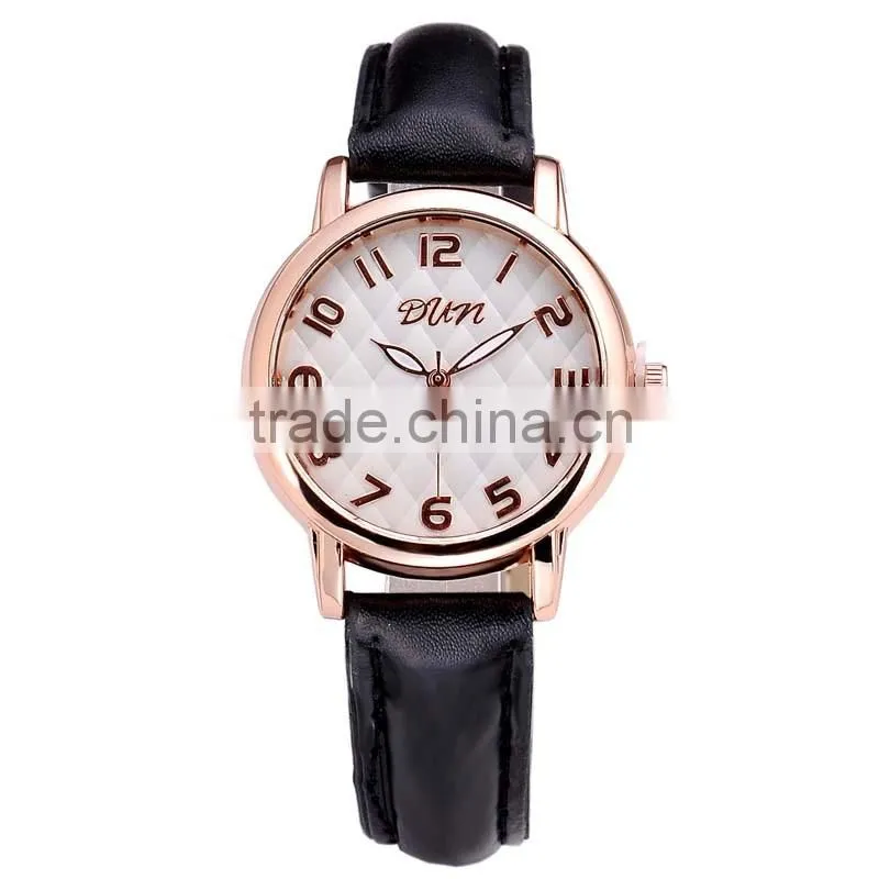 Brown Glass Lady Big Numbers Fashion Design Wrist Watch Women