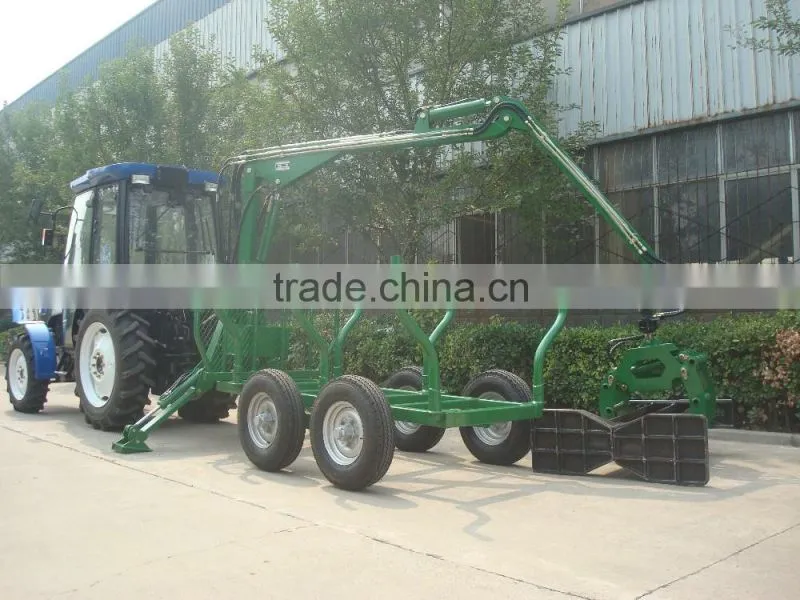 1ton 3ton atv log trailer with crane for forestry working