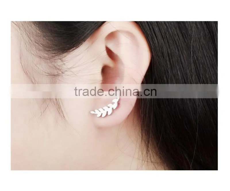 2016 fashion earring designs pictures 316L stainless steel black leaf ladies cute earring