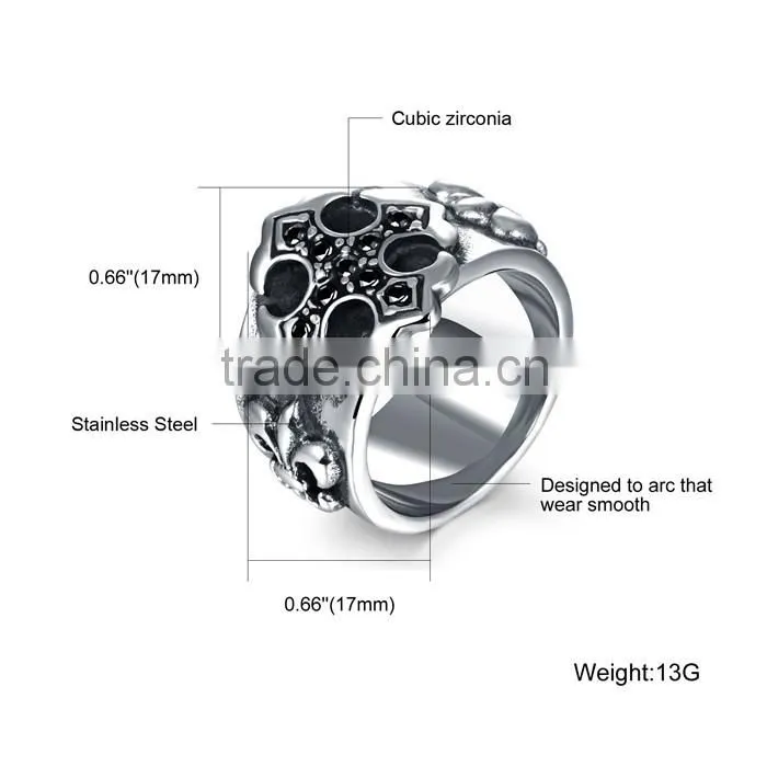wholesale man jewellery new arrival 2016 316L steel cubic zirconia ring men