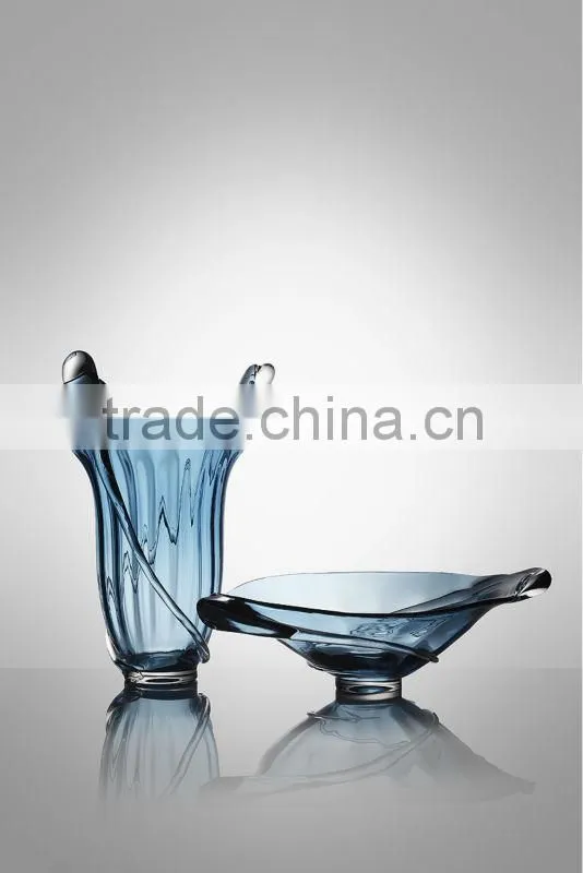 light blue color glass Bowl and Vase