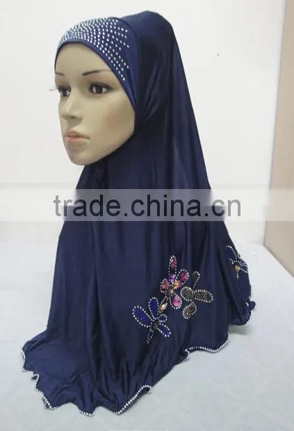 H251 latest muslim hijab with rhinestone and crystals