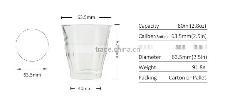 Whisky wine shot 80ml glass cup