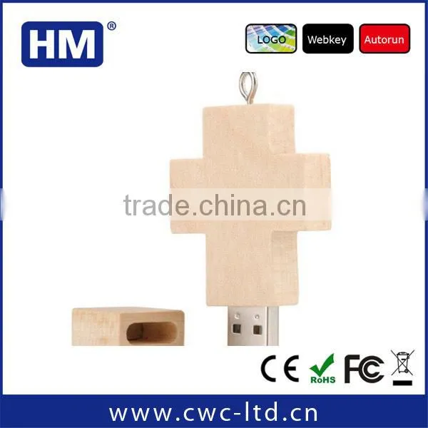 alibaba bulk cheap pendrive logo solution promotion gift cross shape usb flash drive, wood usb stick