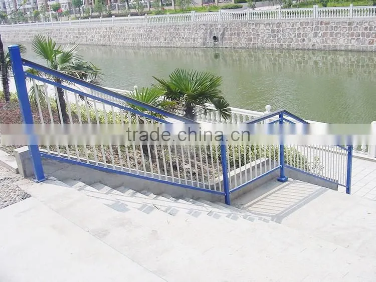 Aluminum Material and Flooring Mounted modern metal stair railings