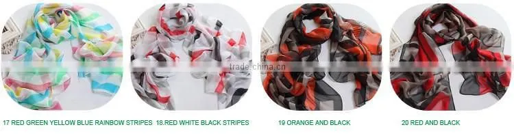 Lady's Customized Polyester Silk Like Soft Handfeel Chiffon Printed Long Scarf Shawl Wraps Sarong