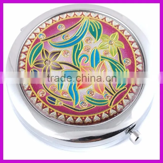 Custom flower decorate metal promotional cosmetic mirror wholesale