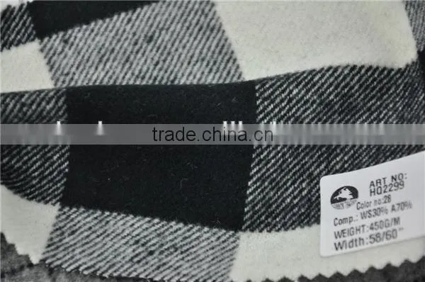 Hot sell high quality cashmere blend acrylic black white plaid fabric for coats