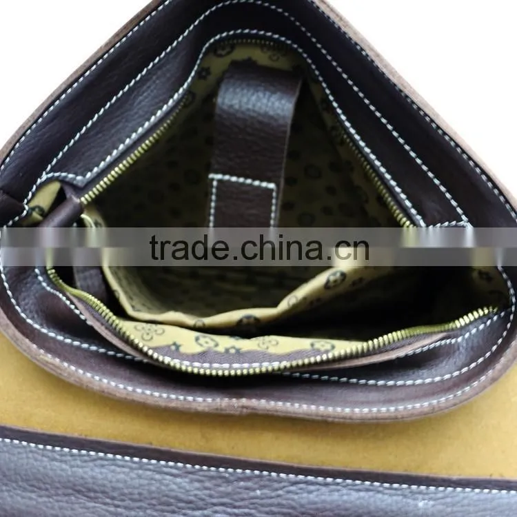 High quality European style portable briefcase coffee real leather men's shoulder bag