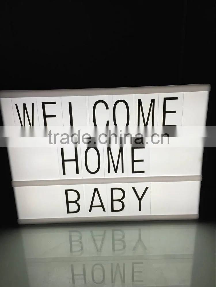 Light box with letter and number led cinematic light box for home light up