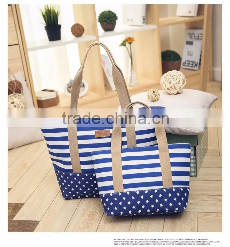 Cotton canvas beach tote bag