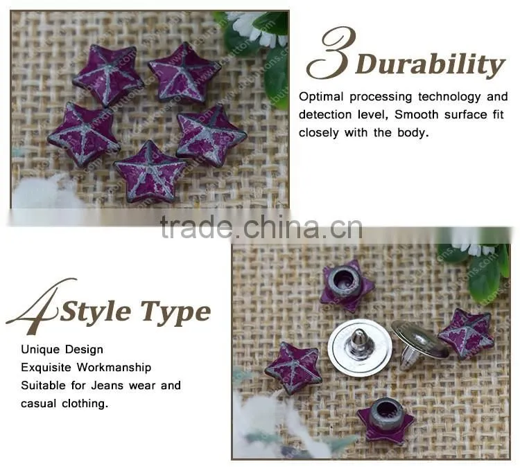 Nickle Free Fashion Custom Star Shape Metal Jean Rivet for Leather