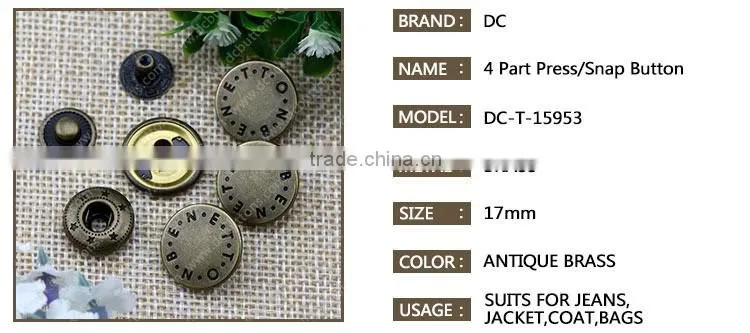Metal Press Snap Button with any logo printing
