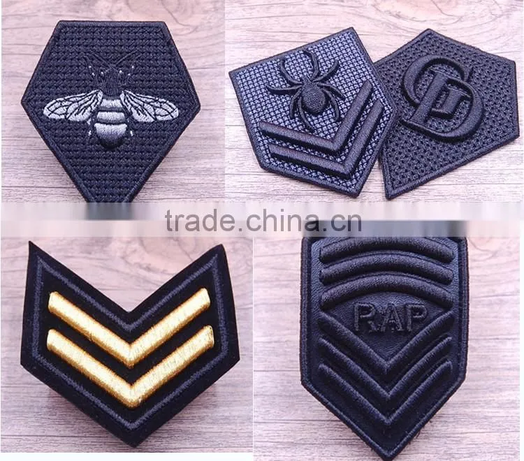 Custom sew on machine woven embroidery star designs badges
