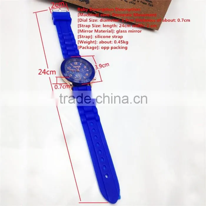 hot style silicone watch GENEVA fashion student Three eye quartz watch silicone rubber wristband watch