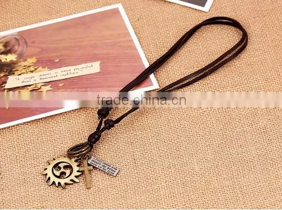 Manufacturers selling leather punk necklace Vintage leather necklace Hot wheels necklace