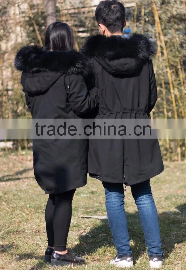 Wholesale price hot selling popular parka jacket with real silver fox fur hood trim