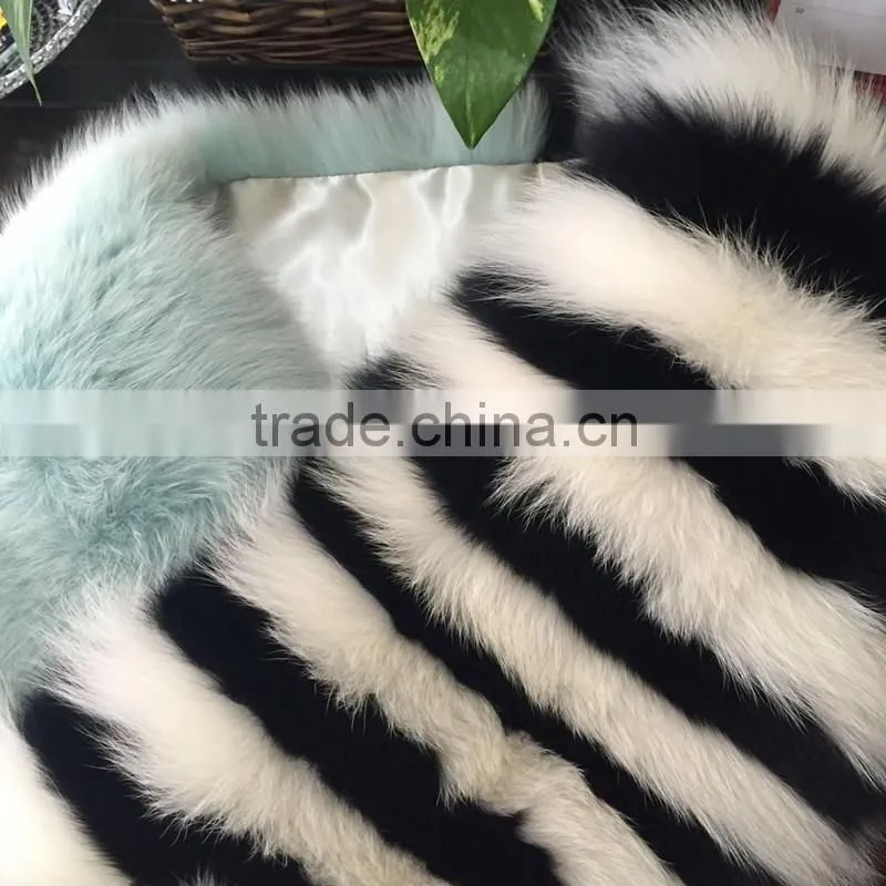 Hot sale Luxury Genuine Fox Fur Block color Fur Shawl