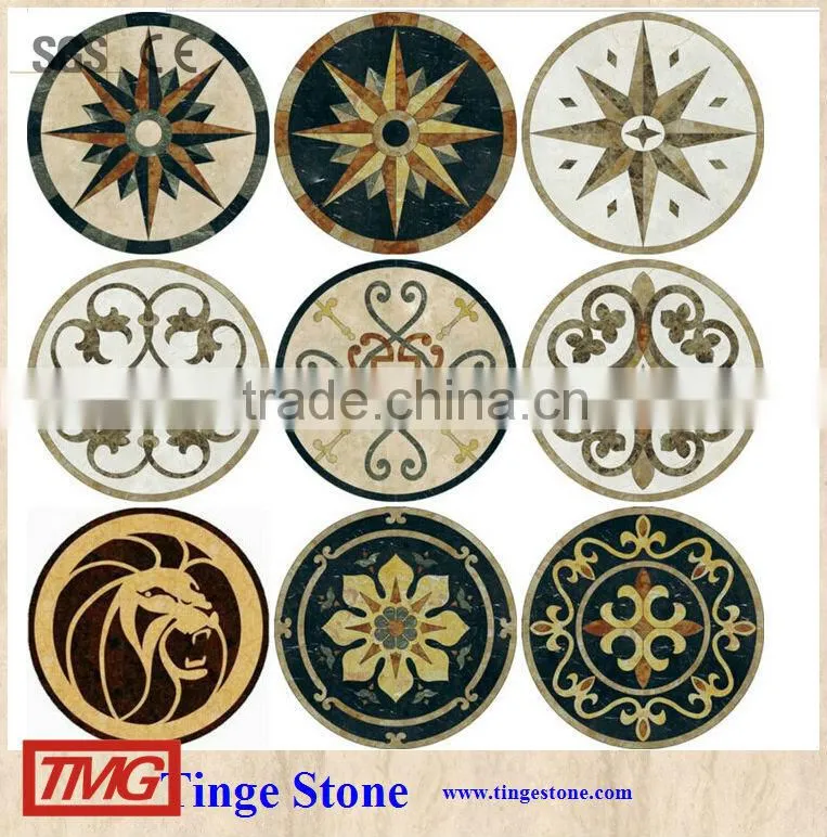 Waterjet flooring marble inlay sun flower designs