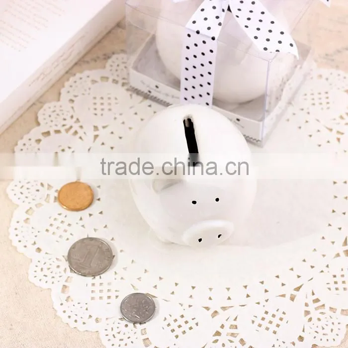 baby shower giveaways for guest--Lovely Ceramic White Pig Bank wedding bridal favor