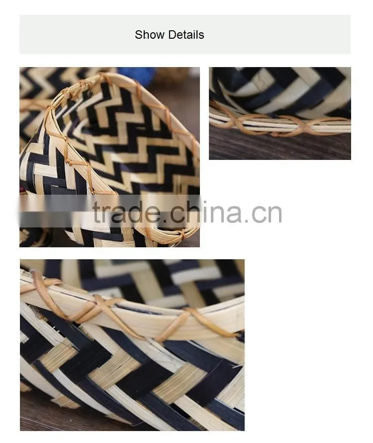 Bamboo woven mini desk storage basket