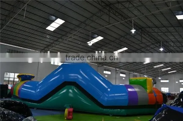 outdoor commercial big train inflatable obstacle courses / giant inflatable train bouncer