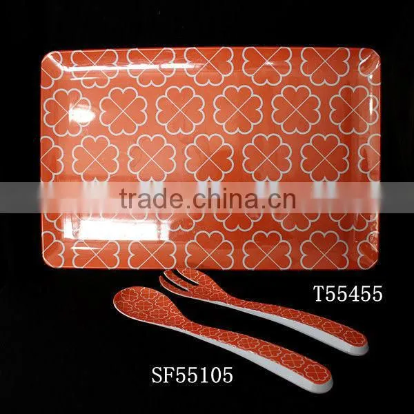 Decorative handle melamine tray