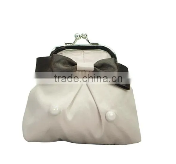elegant designed beige color metal framed small lady coin purse