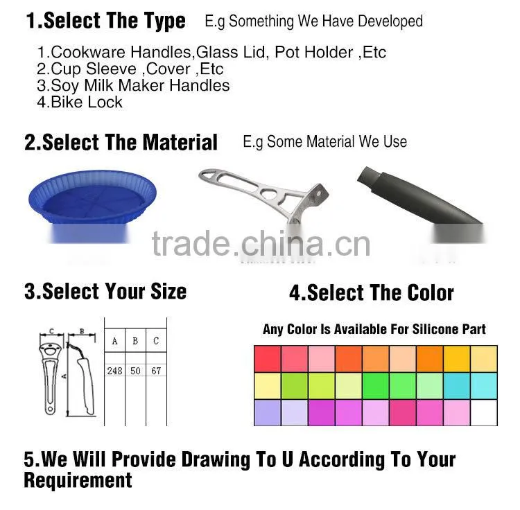 Kitchen Accessory Cookware Part Removable Silicone Handle For Pan / Pots