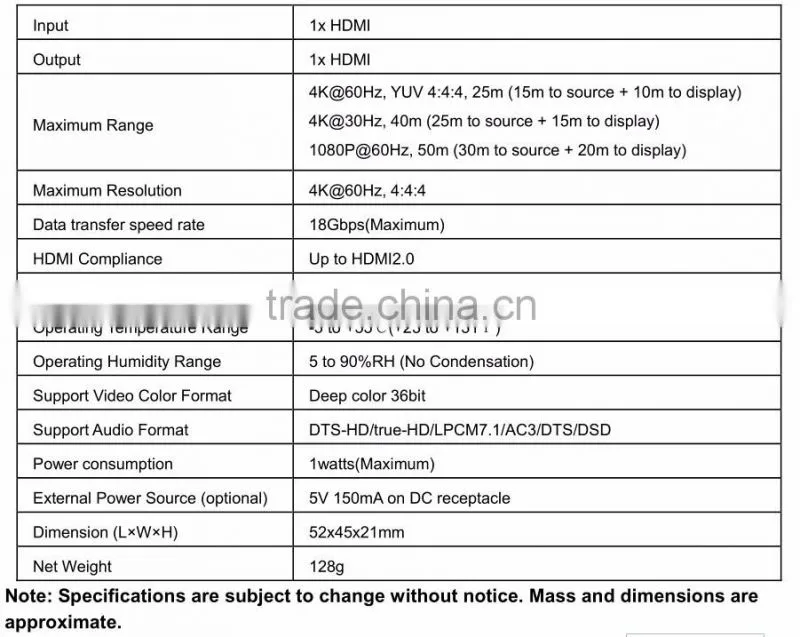 LINK-MI LM-EX39 wholesale price HDMI video signal amplifier Transmit up to 25m under 4Kx2K@60Hz, YUV 4:4:4