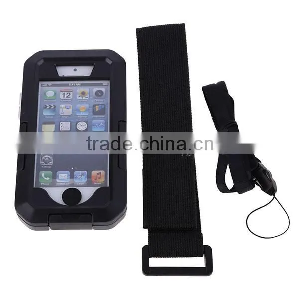 5 In 1 Motorcycle Bicycle Bracket Handlebar Mount Holder Shockproof Dustproof Waterproof Case for Apple iPhone 5 5S Black