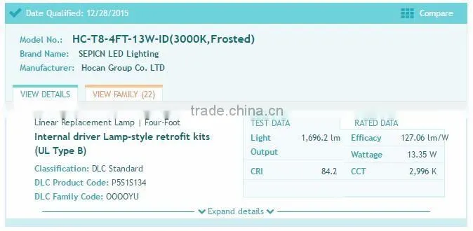 4.tube 130vac 1200mm zhuhai led tube light ul dlc for US market