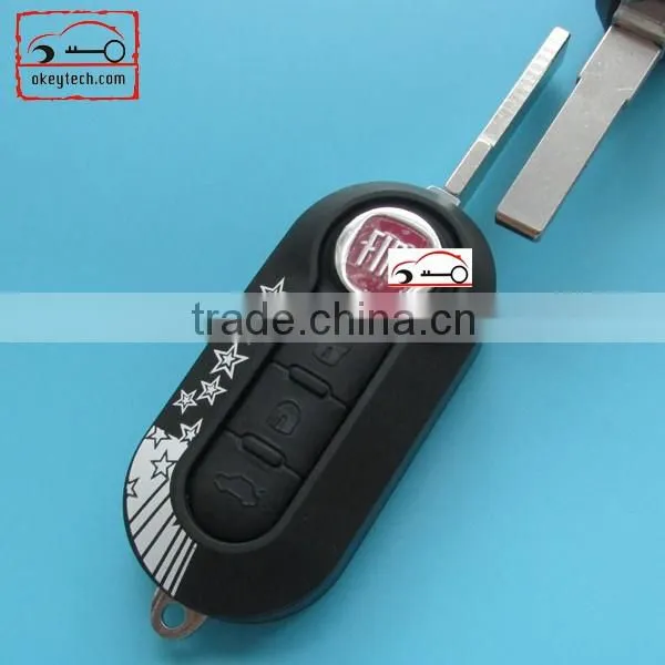 High Quatity Fita 500 flip remote key shell black 3 button Fiat 500 Brava Panda Punto fobs romote key case