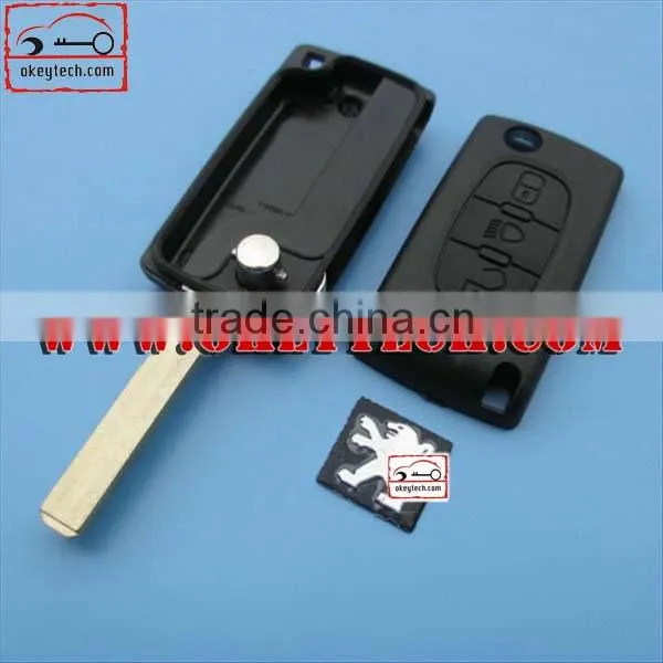 OkeyTech Peugeot 307 3 button remote key shell with light button no battery place without groove blade for key peugeot 307 key