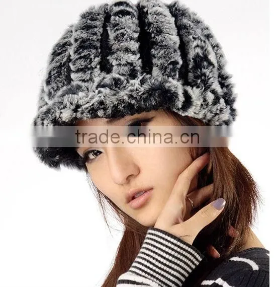 2013 women's leather strawhat rex rabbit hair hat autumn and winter warm hat cap