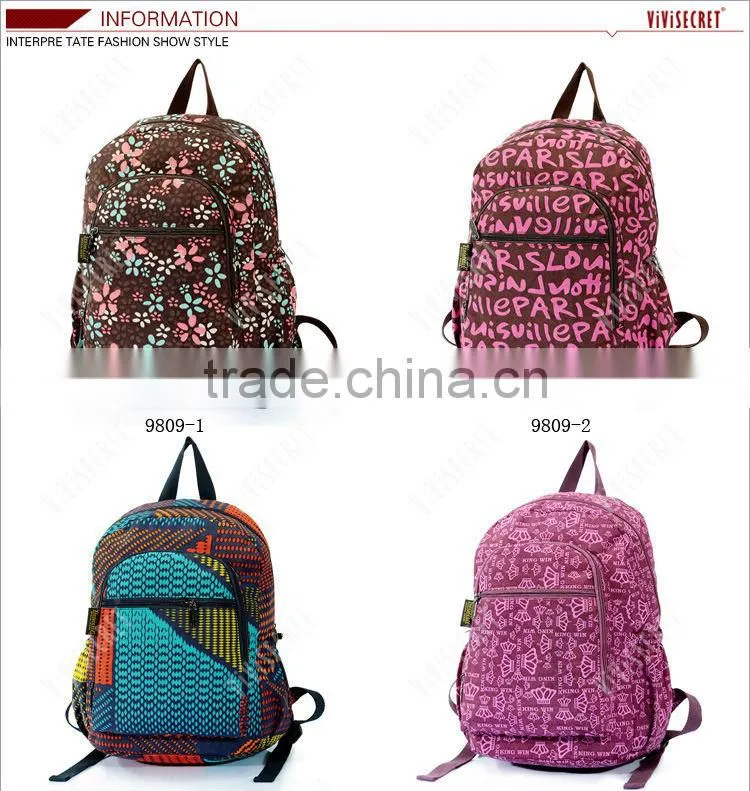 Comfortable design nylon pink quilted school backpack for college student