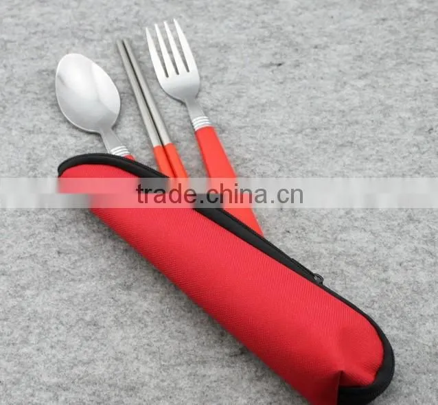3pcs set stainless steel cutlery set, spoon , fork and chopsticks