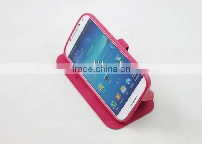Housse etui coque portefeuille crazy horse marron ultra fin pour For Samsung Galaxy S4