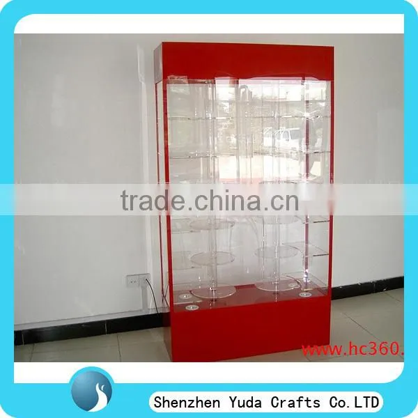 factory price showcase shelves with door, acrylic plexiglass rotating display case counter