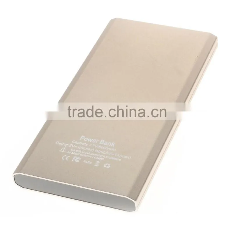 8000mAh Metal Power Bank Charger Dual USB Output Shake Control for iPhone/for Samsung/for Sony/for HTC/ for Xiaomi