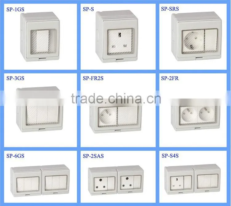 ABS material IP55 waterproof power socket SP-2FR