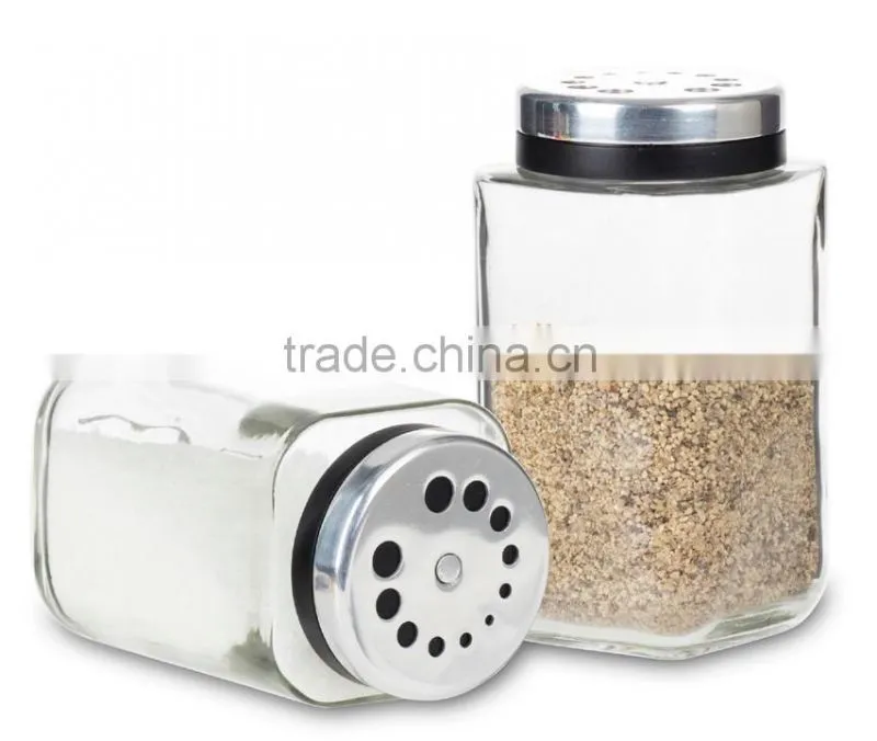 SINOGLASS trade assurance unique 180ml jar shape adjustable lid kitchen glass spice jar